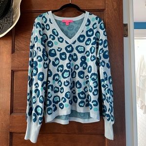 Lilly Pulitzer jasmina sweater in blue leopard